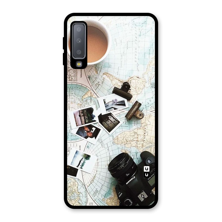 Post Stamps Travel Glass Back Case for Galaxy A7 (2018)