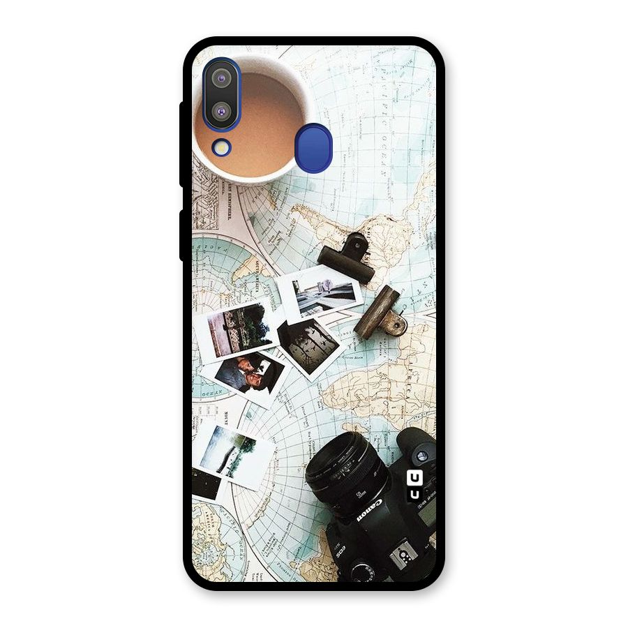 Post Stamps Travel Glass Back Case for Galaxy M20