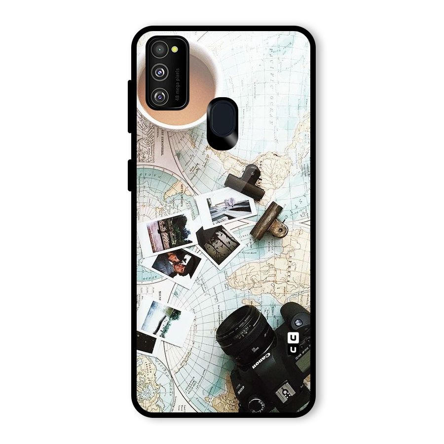 Post Stamps Travel Glass Back Case for Galaxy M30s