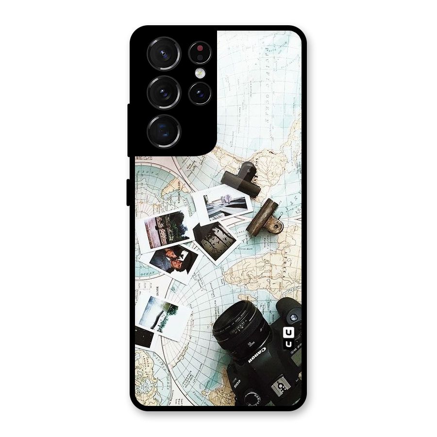 Post Stamps Travel Glass Back Case for Galaxy S21 Ultra 5G