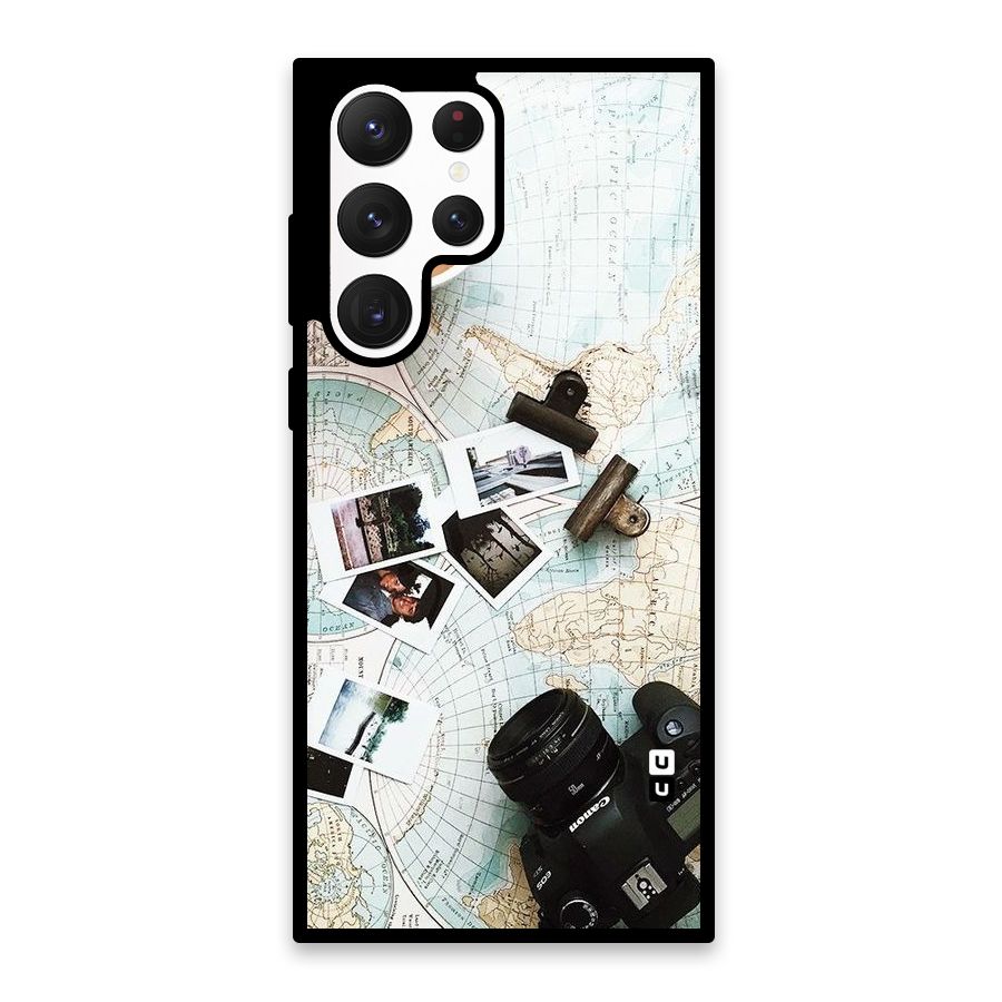 Post Stamps Travel Glass Back Case for Galaxy S22 Ultra 5G