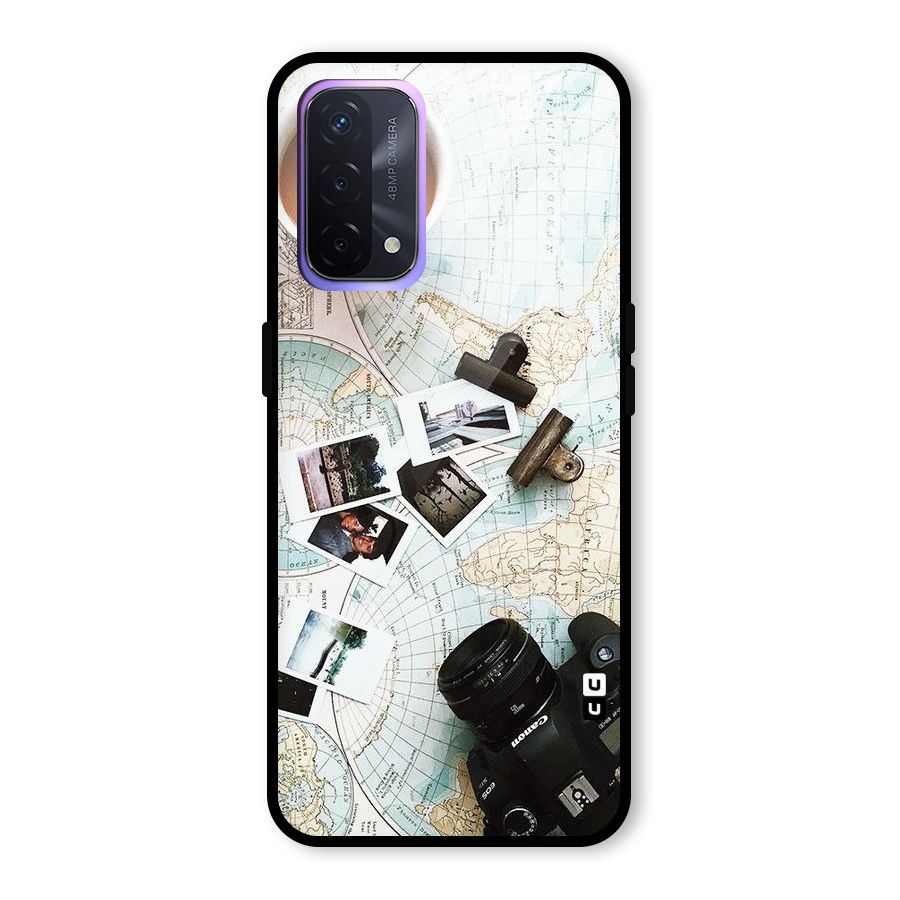 Post Stamps Travel Glass Back Case for Oppo A74 5G
