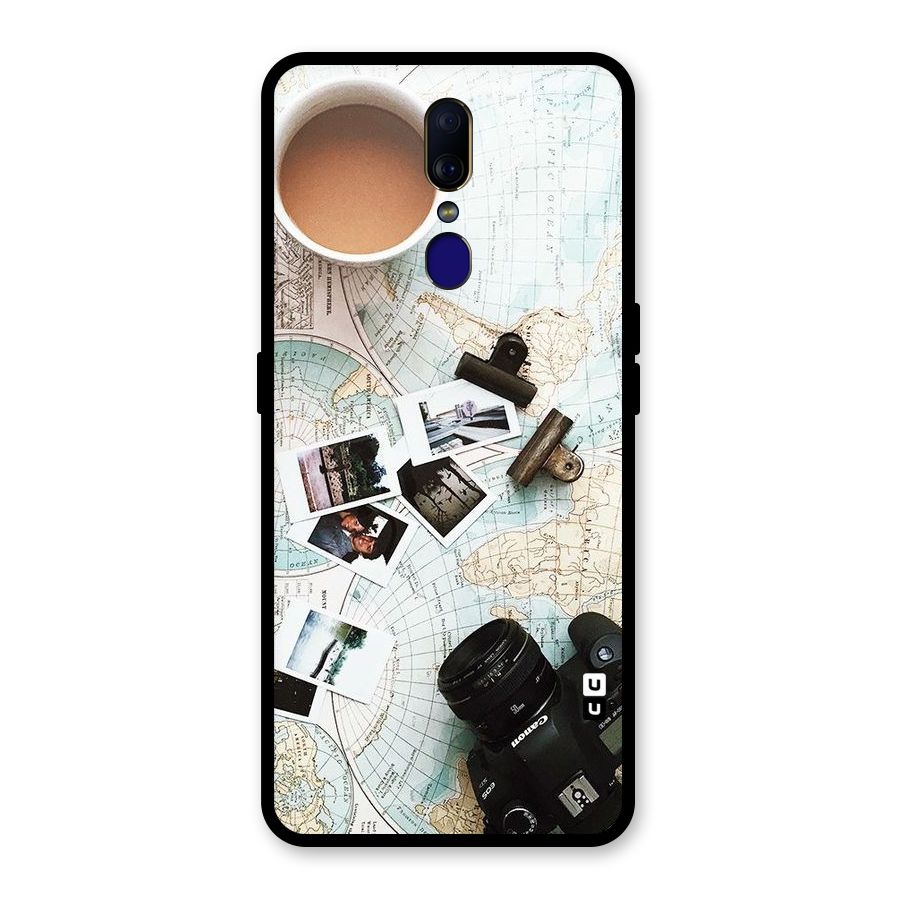 Post Stamps Travel Glass Back Case for Oppo F11