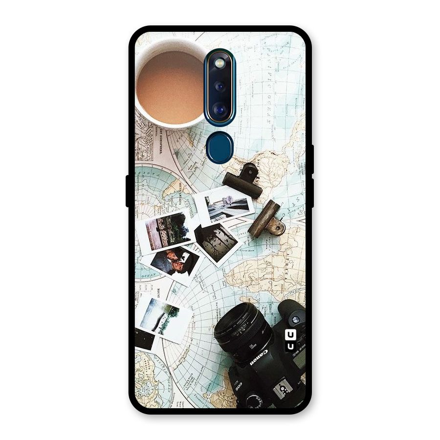 Post Stamps Travel Glass Back Case for Oppo F11 Pro
