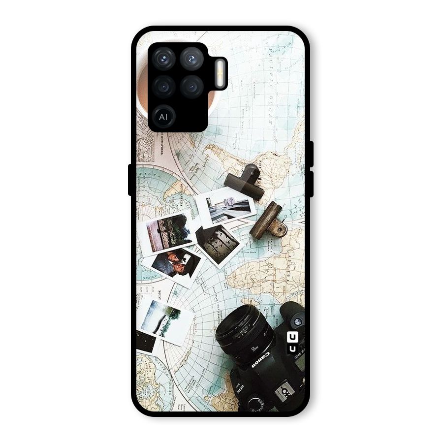Post Stamps Travel Glass Back Case for Oppo F19 Pro