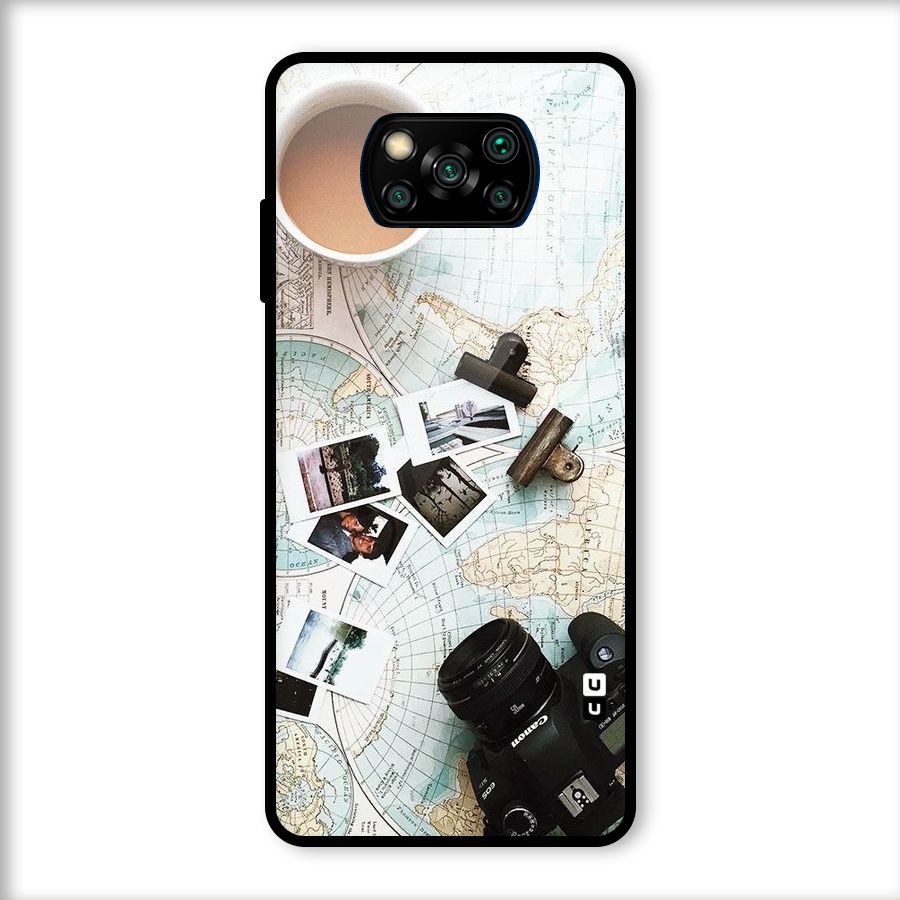 Post Stamps Travel Glass Back Case for Poco X3