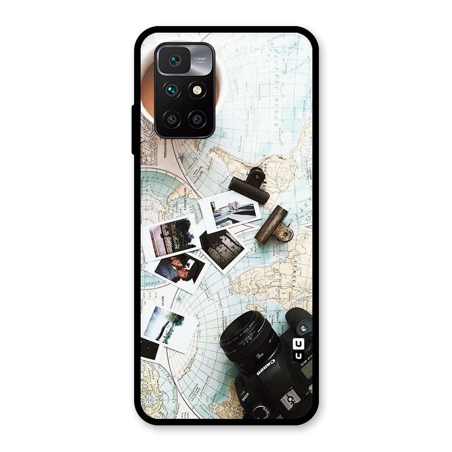 Post Stamps Travel Glass Back Case for Redmi 10 Prime