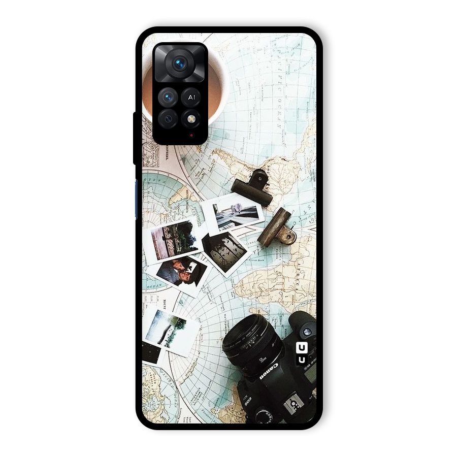 Post Stamps Travel Glass Back Case for Redmi Note 11 Pro