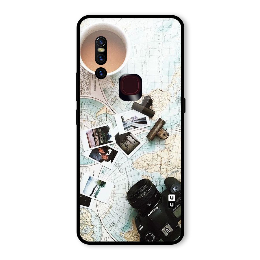 Post Stamps Travel Glass Back Case for Vivo V15