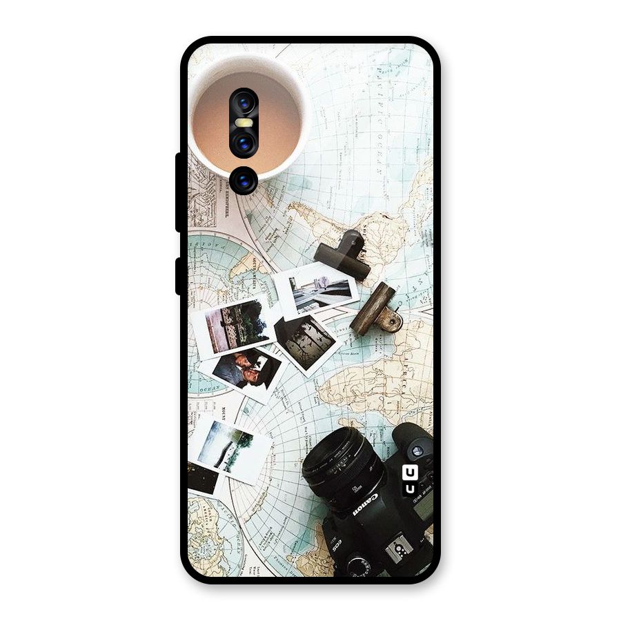 Post Stamps Travel Glass Back Case for Vivo V15 Pro