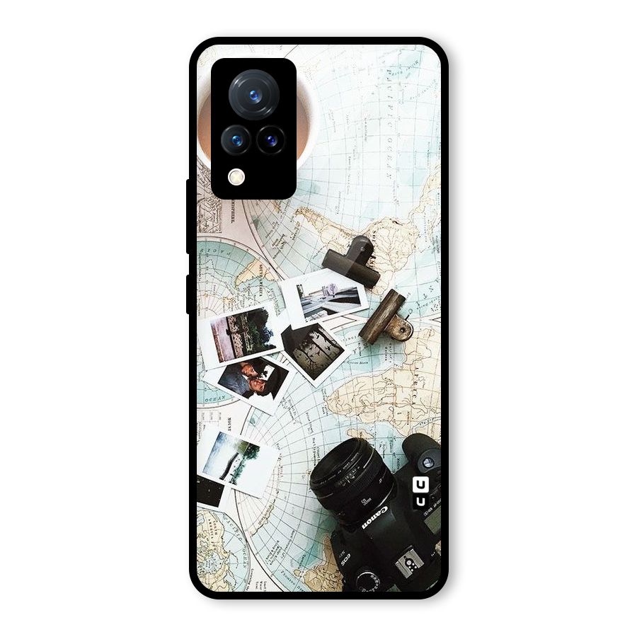 Post Stamps Travel Glass Back Case for Vivo V21 5G