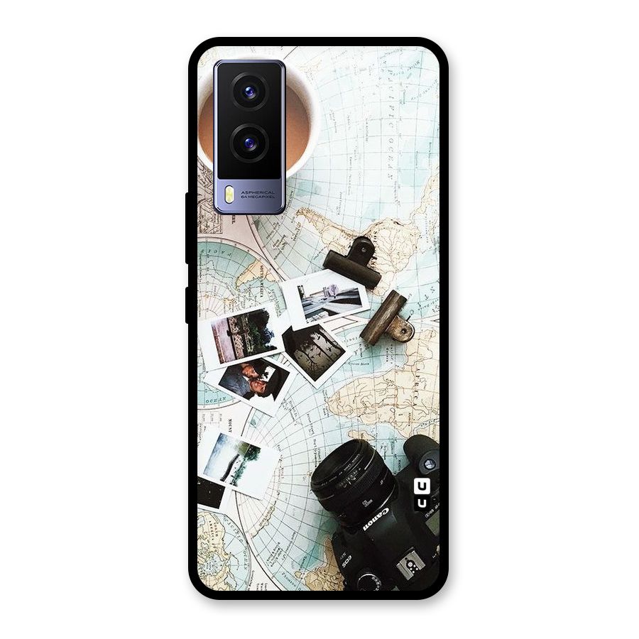 Post Stamps Travel Glass Back Case for Vivo V21e 5G