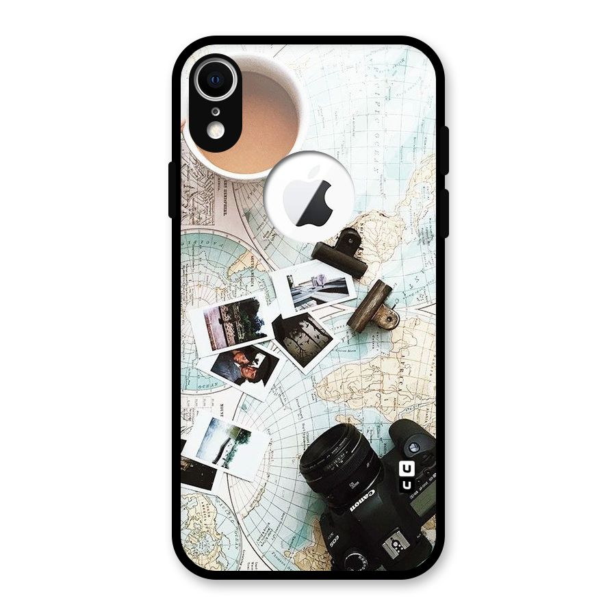 Post Stamps Travel Glass Back Case for iPhone XR Logo Cut