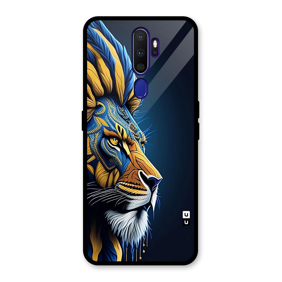 Premium Lion Abstract Side Art Glass Back Case for Oppo A9 (2020)