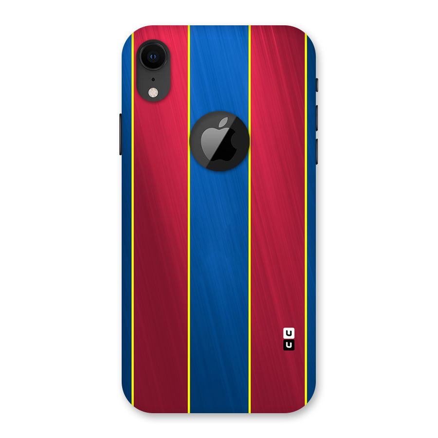Premium Vertical Stripes Back Case for iPhone XR Logo Cut