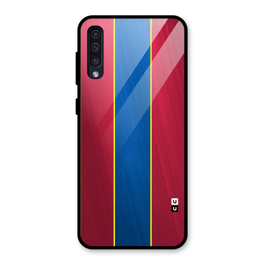 Premium Vertical Stripes Glass Back Case for Galaxy A50