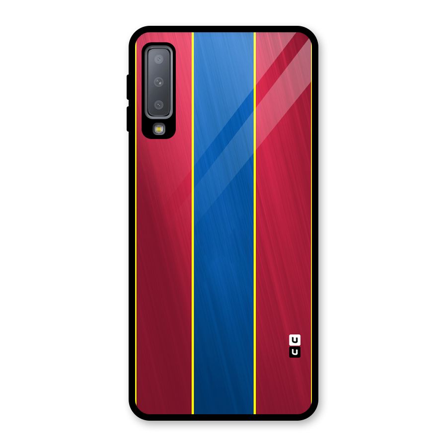 Premium Vertical Stripes Glass Back Case for Galaxy A7 (2018)