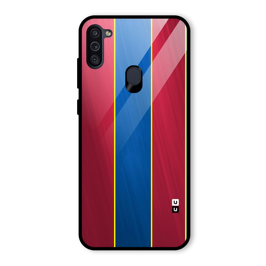 Premium Vertical Stripes Glass Back Case for Galaxy M11