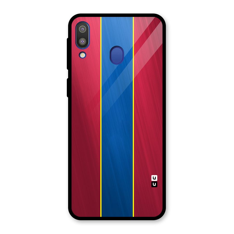 Premium Vertical Stripes Glass Back Case for Galaxy M20