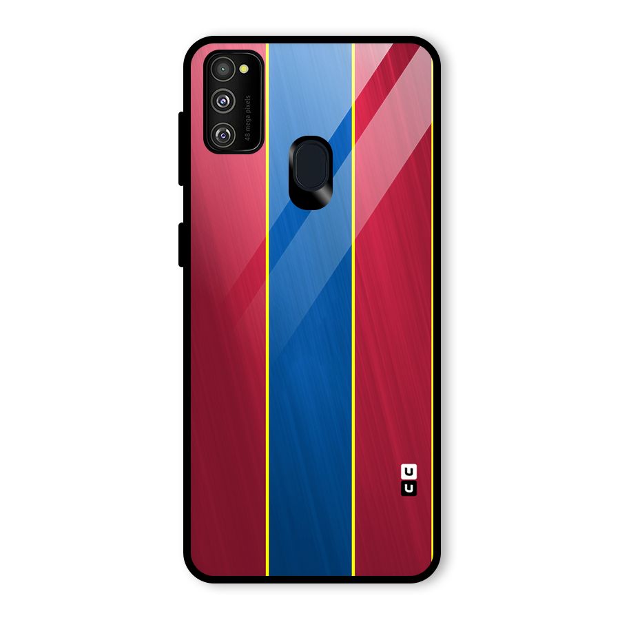 Premium Vertical Stripes Glass Back Case for Galaxy M21