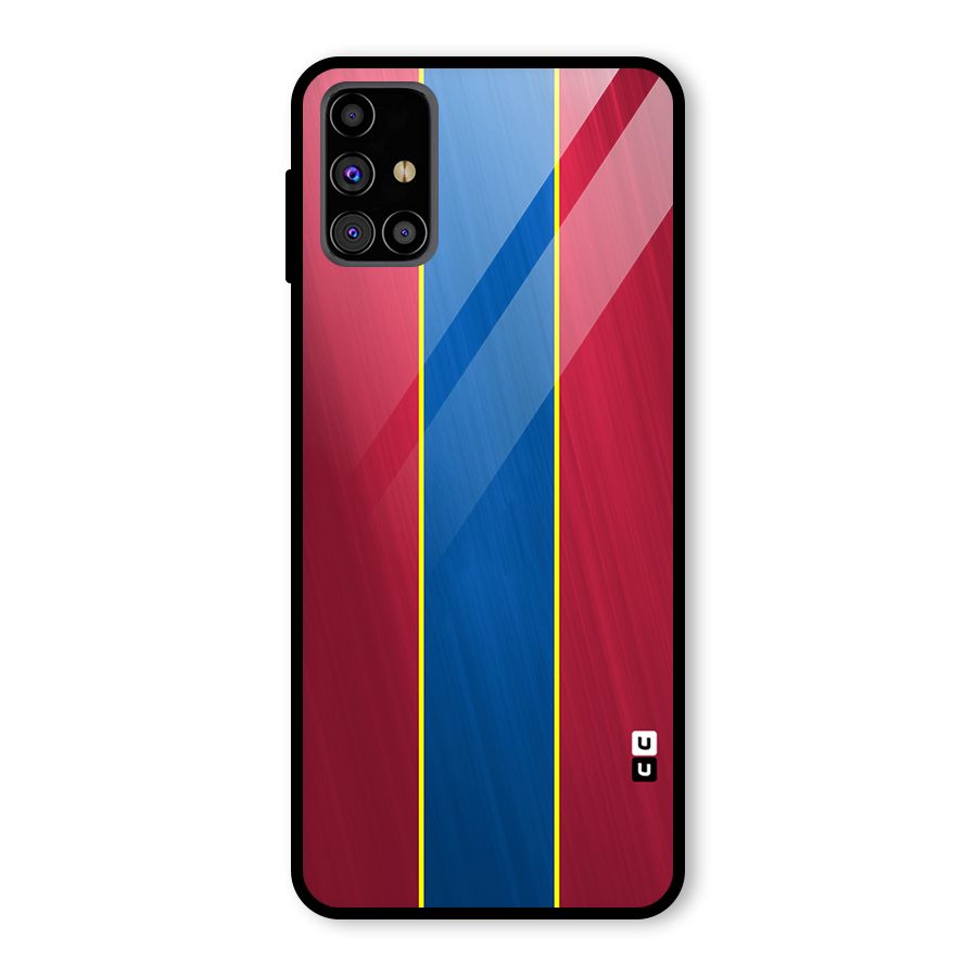 Premium Vertical Stripes Glass Back Case for Galaxy M31s