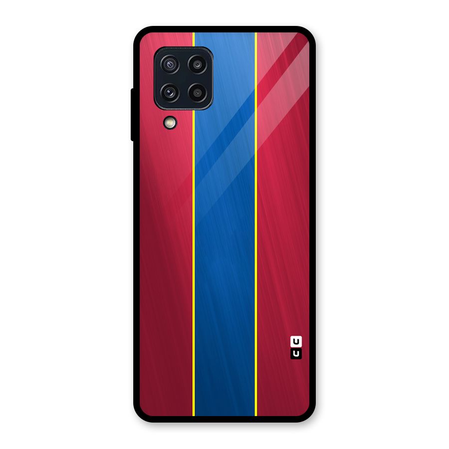 Premium Vertical Stripes Glass Back Case for Galaxy M32