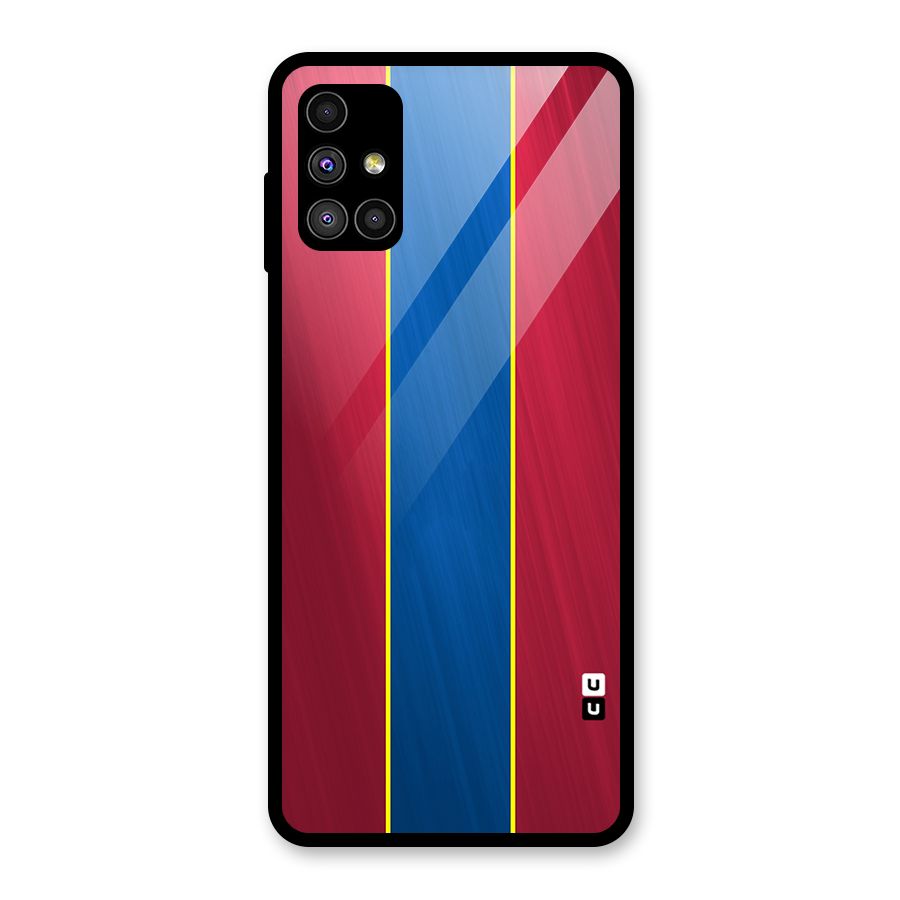 Premium Vertical Stripes Glass Back Case for Galaxy M51