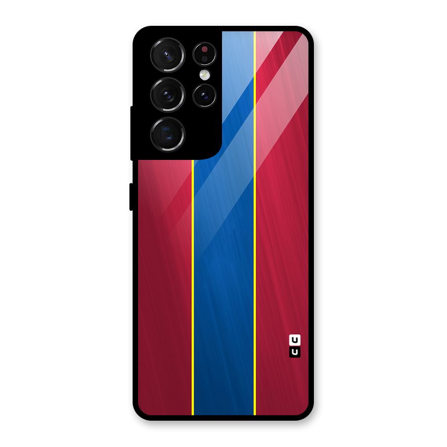Premium Vertical Stripes Glass Back Case for Galaxy S21 Ultra 5G