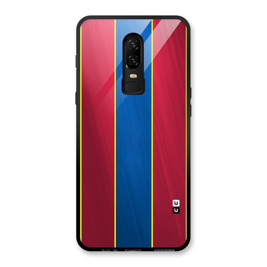 Premium Vertical Stripes Glass Back Case for OnePlus 6