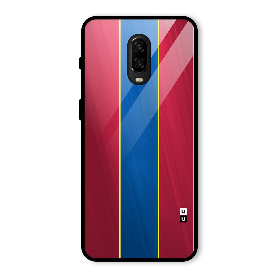 Premium Vertical Stripes Glass Back Case for OnePlus 6T