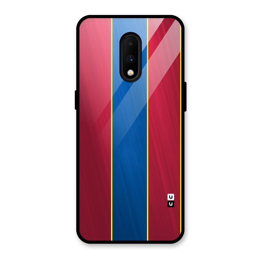 Premium Vertical Stripes Glass Back Case for OnePlus 7