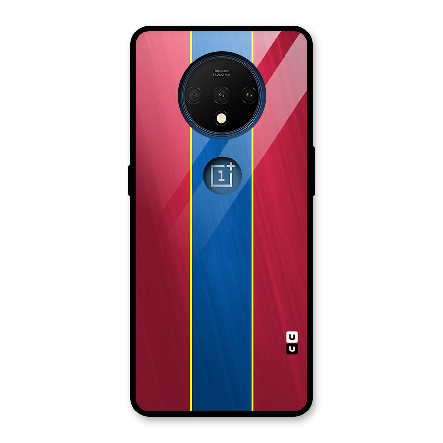 Premium Vertical Stripes Glass Back Case for OnePlus 7T
