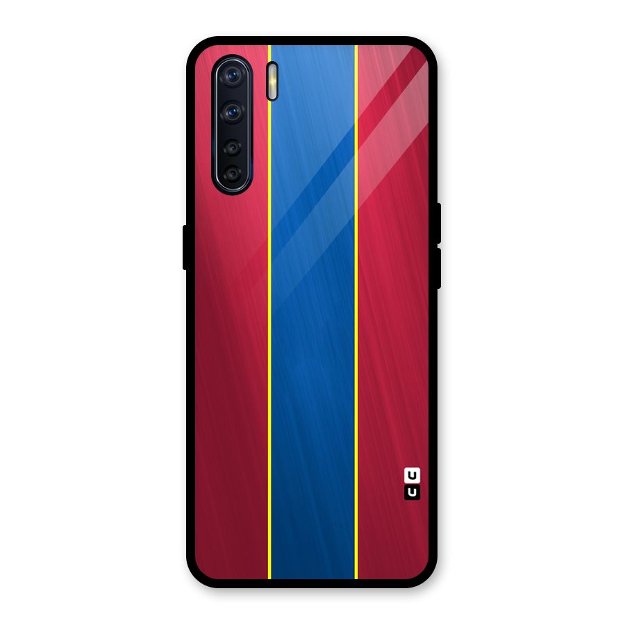 Premium Vertical Stripes Glass Back Case for Oppo F15