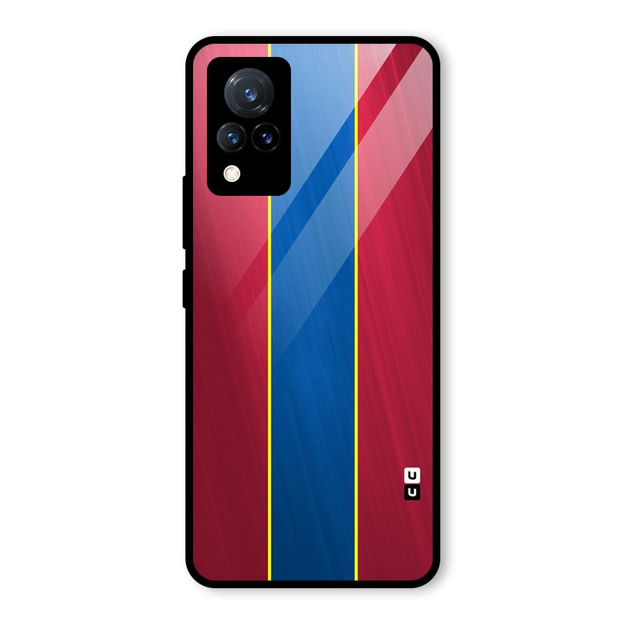 Premium Vertical Stripes Glass Back Case for Vivo V21 5G