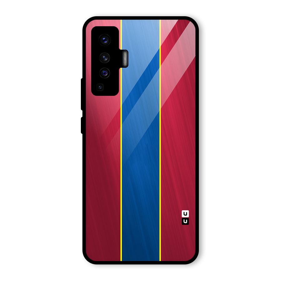 Premium Vertical Stripes Glass Back Case for Vivo X50