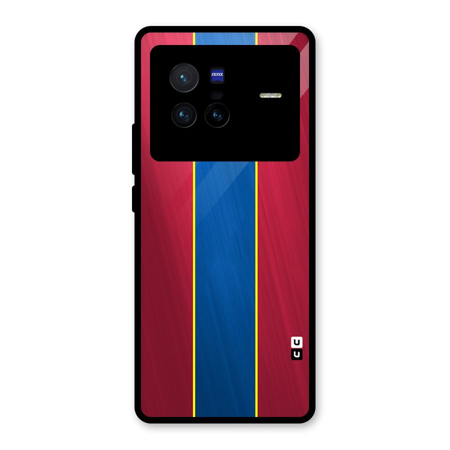Premium Vertical Stripes Glass Back Case for Vivo X80
