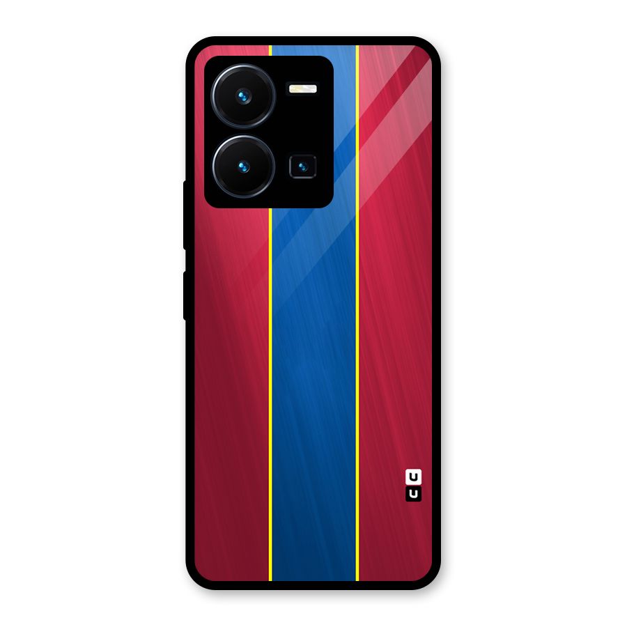 Premium Vertical Stripes Glass Back Case for Vivo Y35
