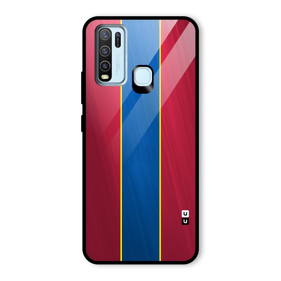 Premium Vertical Stripes Glass Back Case for Vivo Y50