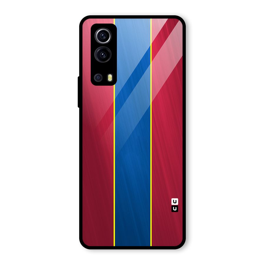 Premium Vertical Stripes Glass Back Case for Vivo iQOO Z3
