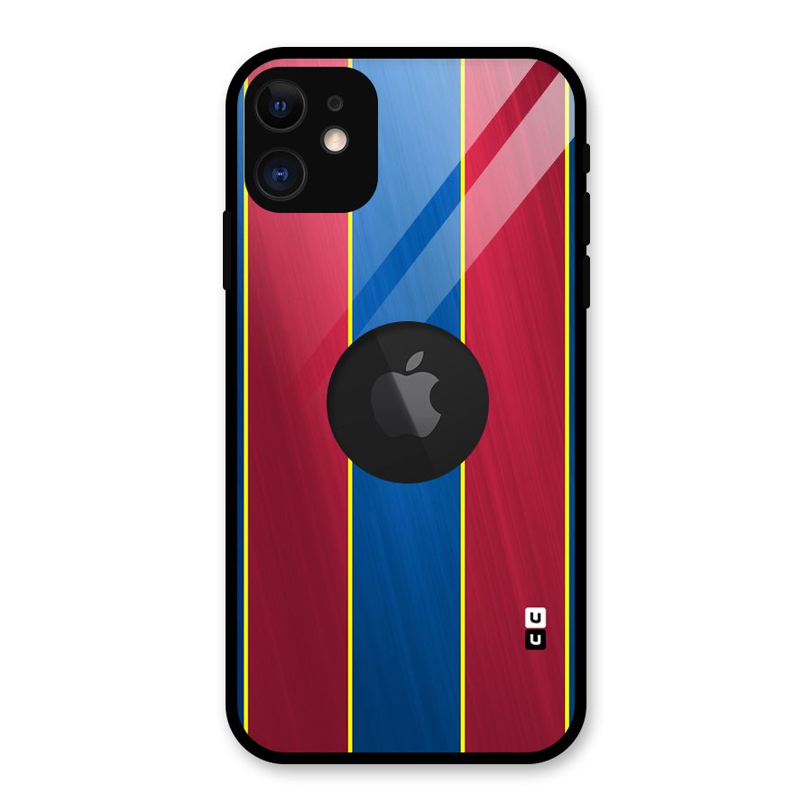 Premium Vertical Stripes Glass Back Case for iPhone 11 Logo Cut