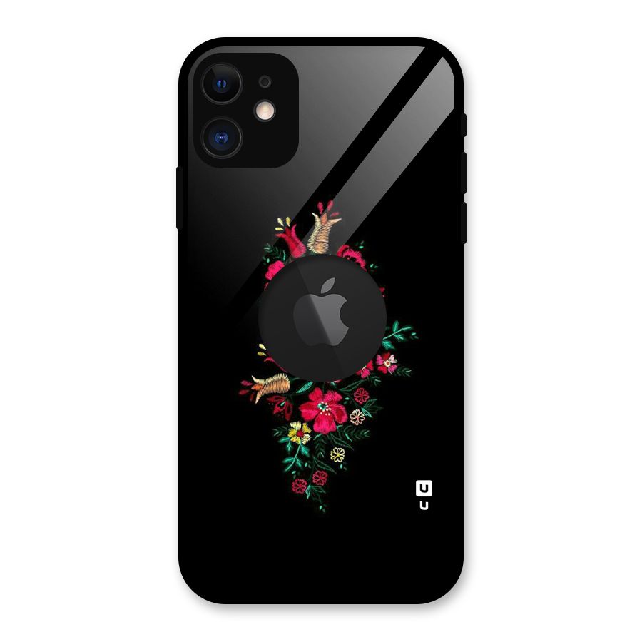 Pretty Allure Flower Glass Back Case for iPhone 11 Logo Cut