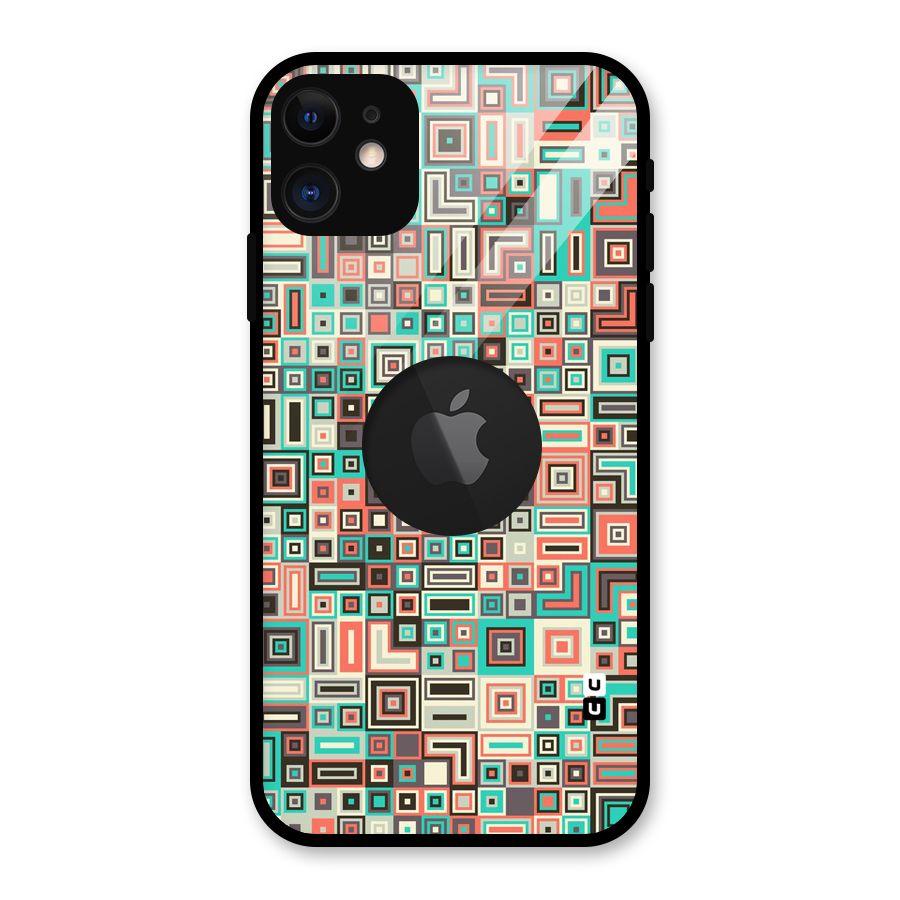 Pretty Boxes Design Glass Back Case for iPhone 11 Logo Cut