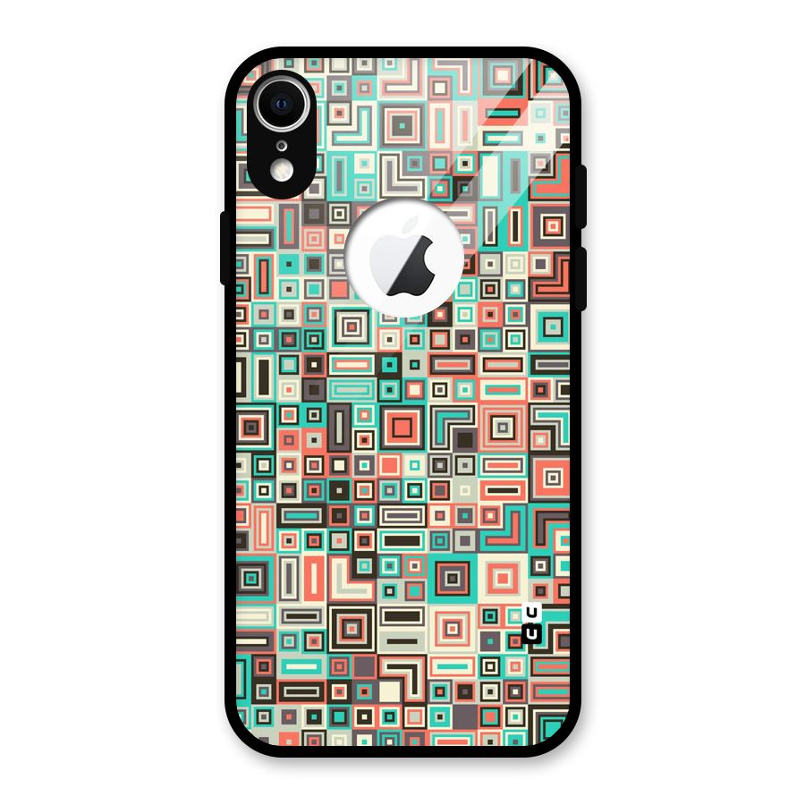 Pretty Boxes Design Glass Back Case for iPhone XR Logo Cut
