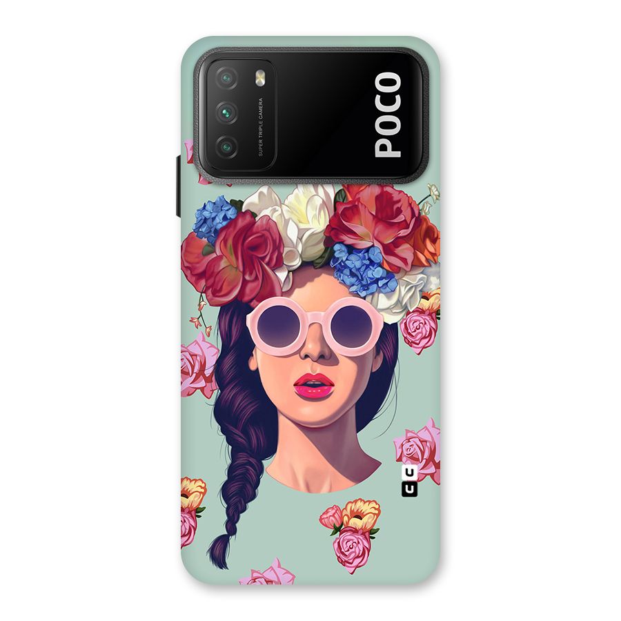 Pretty Girl Florals Illustration Art Back Case for Poco M3