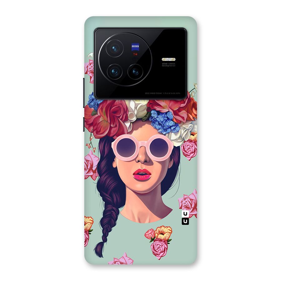Pretty Girl Florals Illustration Art Back Case for Vivo X80