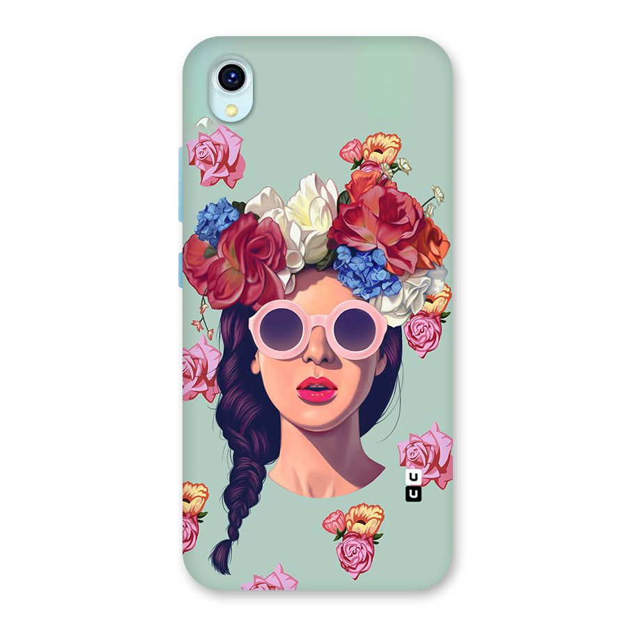 Pretty Girl Florals Illustration Art Back Case for Vivo Y1s