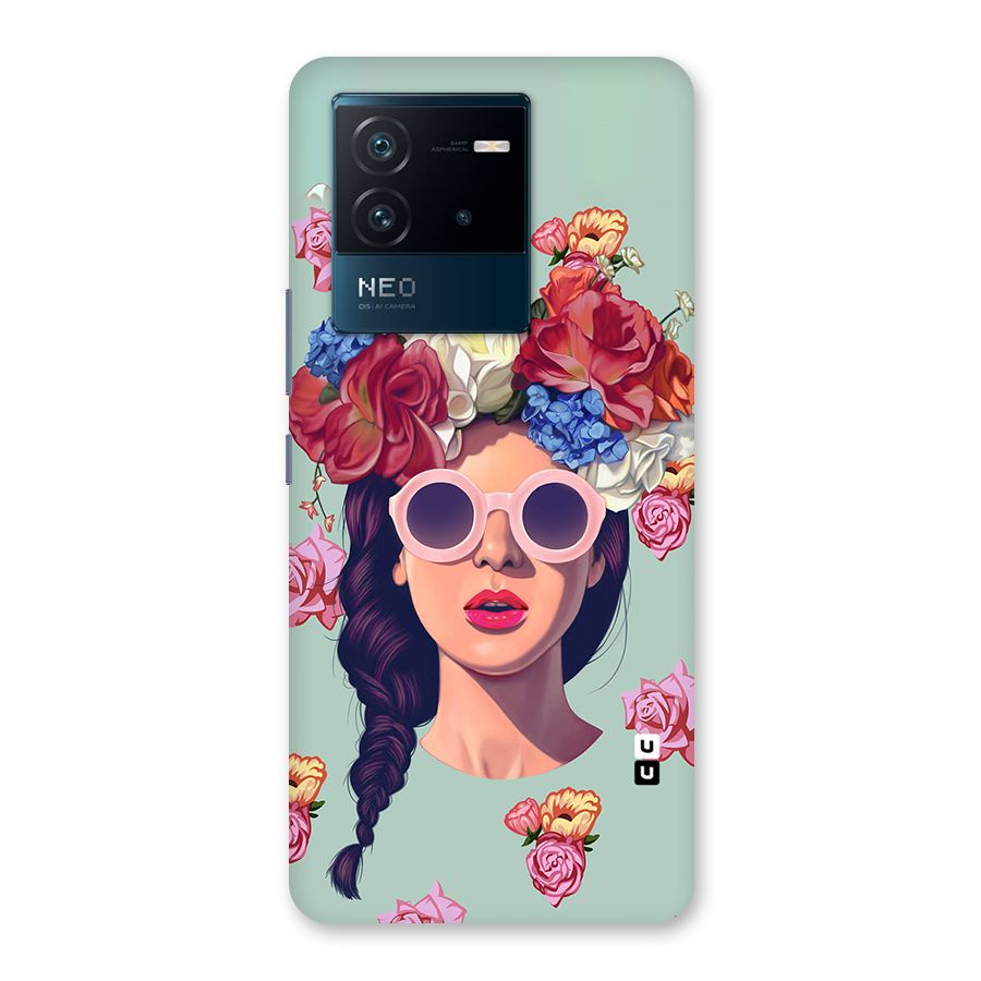 Pretty Girl Florals Illustration Art Back Case for Vivo iQOO Neo 6 5G