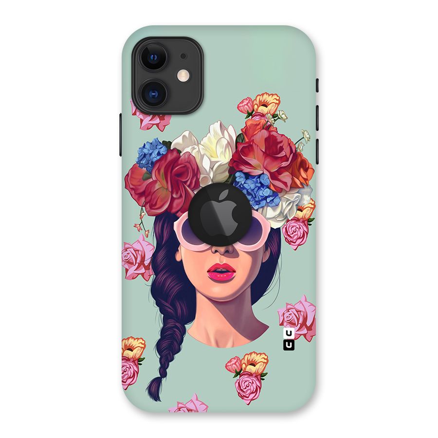 Pretty Girl Florals Illustration Art Back Case for iPhone 11 Logo Cut