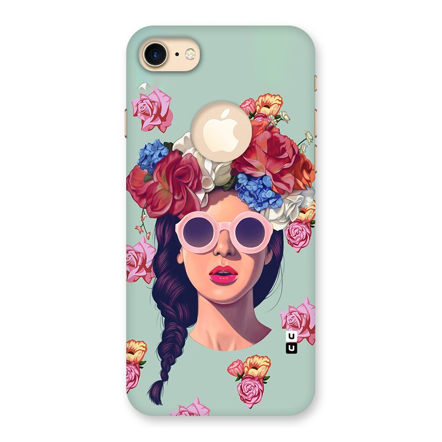 Pretty Girl Florals Illustration Art Back Case for iPhone 7 Logo Cut