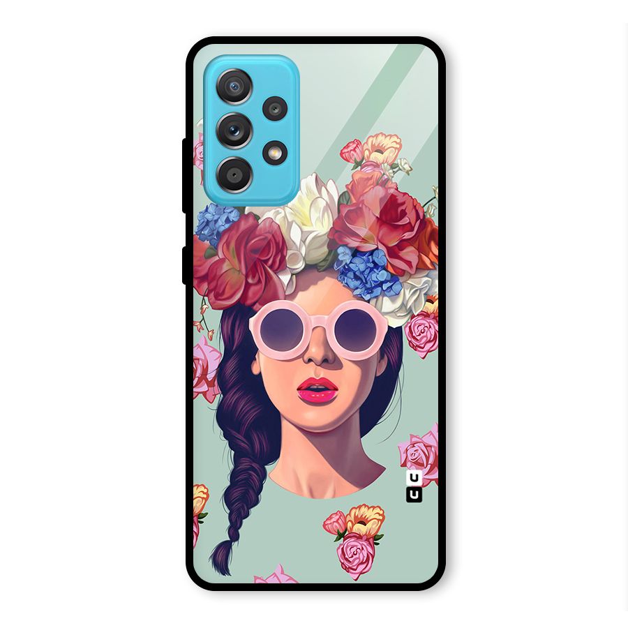 Pretty Girl Florals Illustration Art Glass Back Case for Galaxy A52s 5G